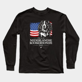 Proud Nederlandse Kooikerhondje Dad American Flag patriotic dog Long Sleeve T-Shirt